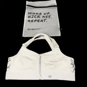 SHEFIT FLEX White Sports Bra Size 4Luxe Supportive Activewear Medium Impact